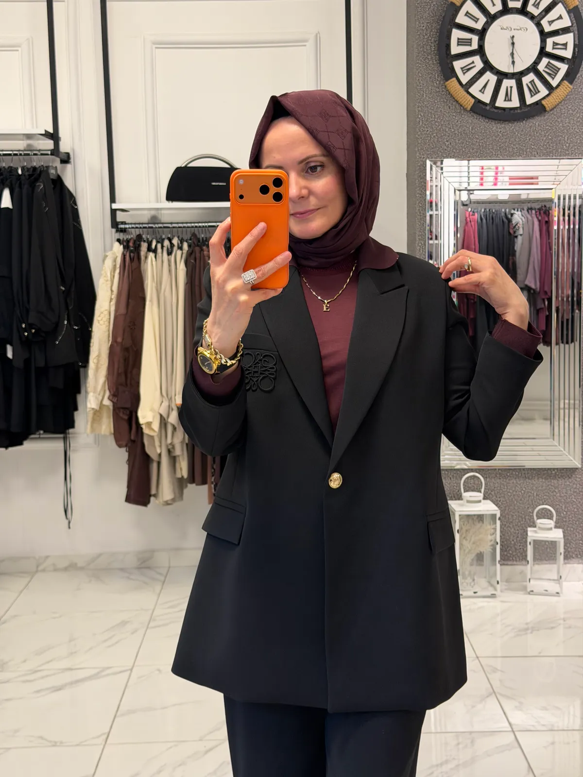 Cep işlemeli Blazer Takım