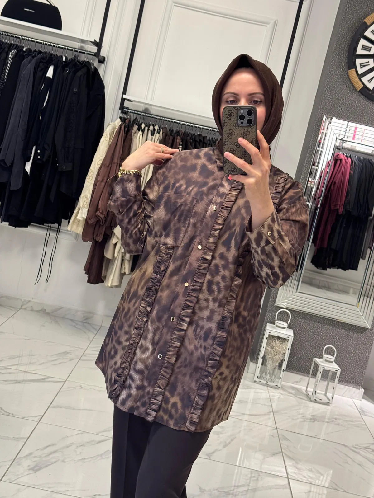 Ghisa Leopar Desenli Yeni Sezon Gömlek