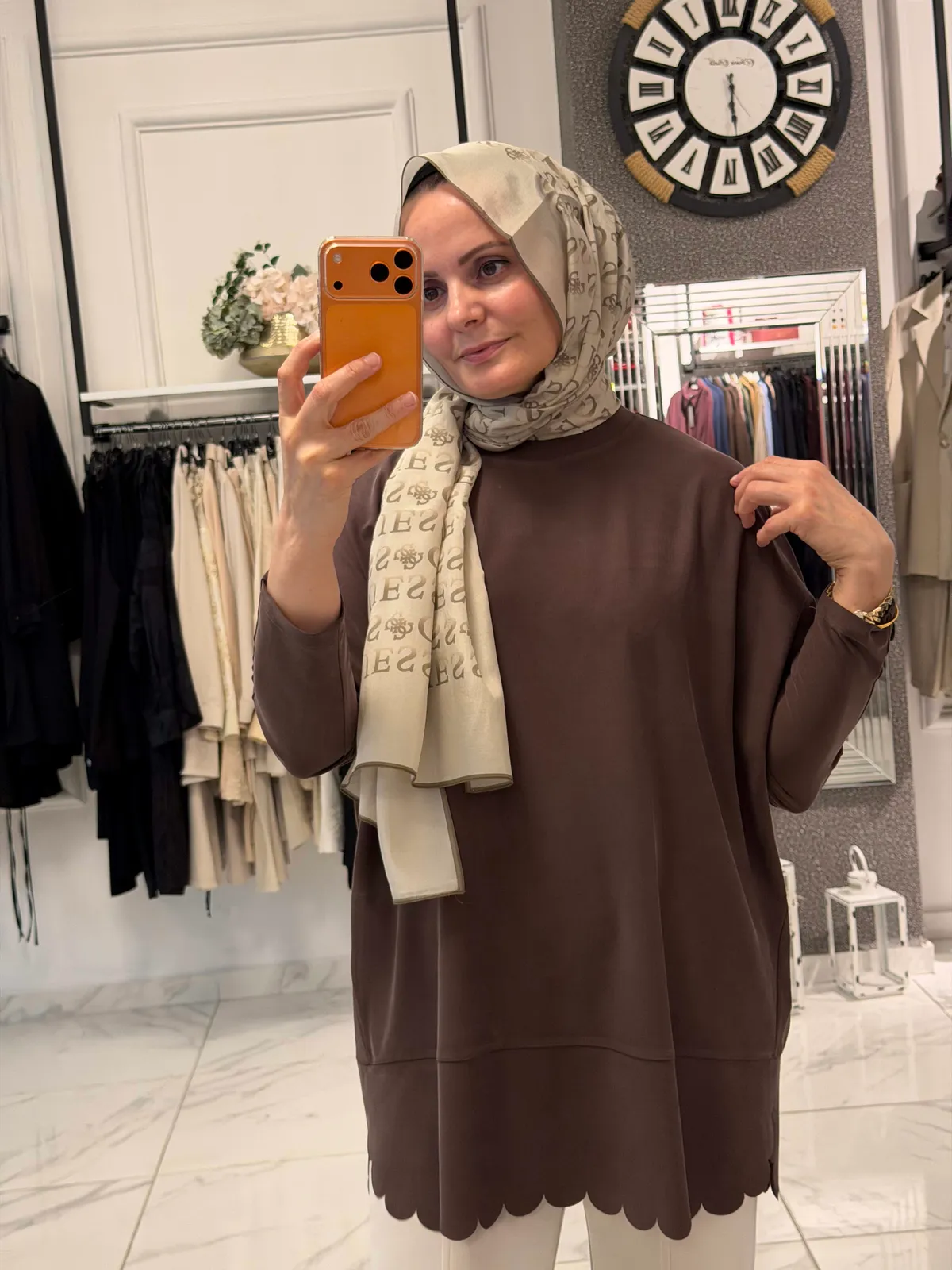 Lazer Kesim Tunik  - Kahverengi