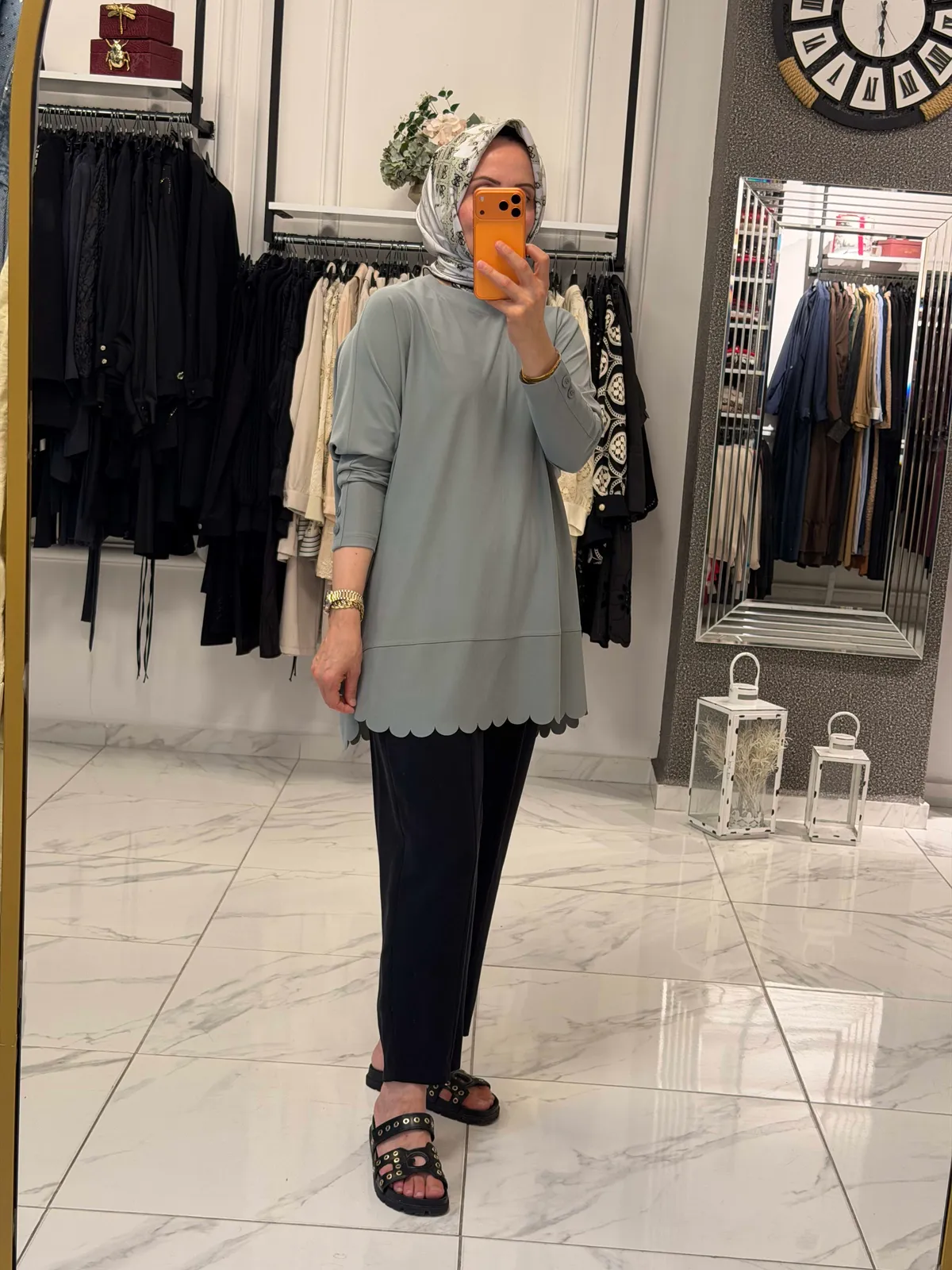 Lazer Kesim Tunik  - Mint Yeşili